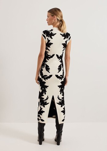 Phase Eight Beth Jacqaurd Dress Black/White USA | 0289761-BU